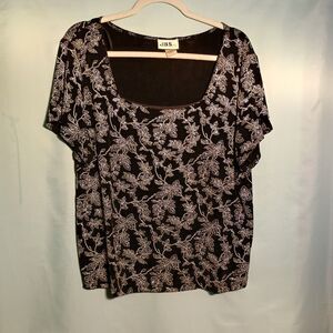 JBS Black Floral Blouse – Elegant Short Sleeve Top for Women